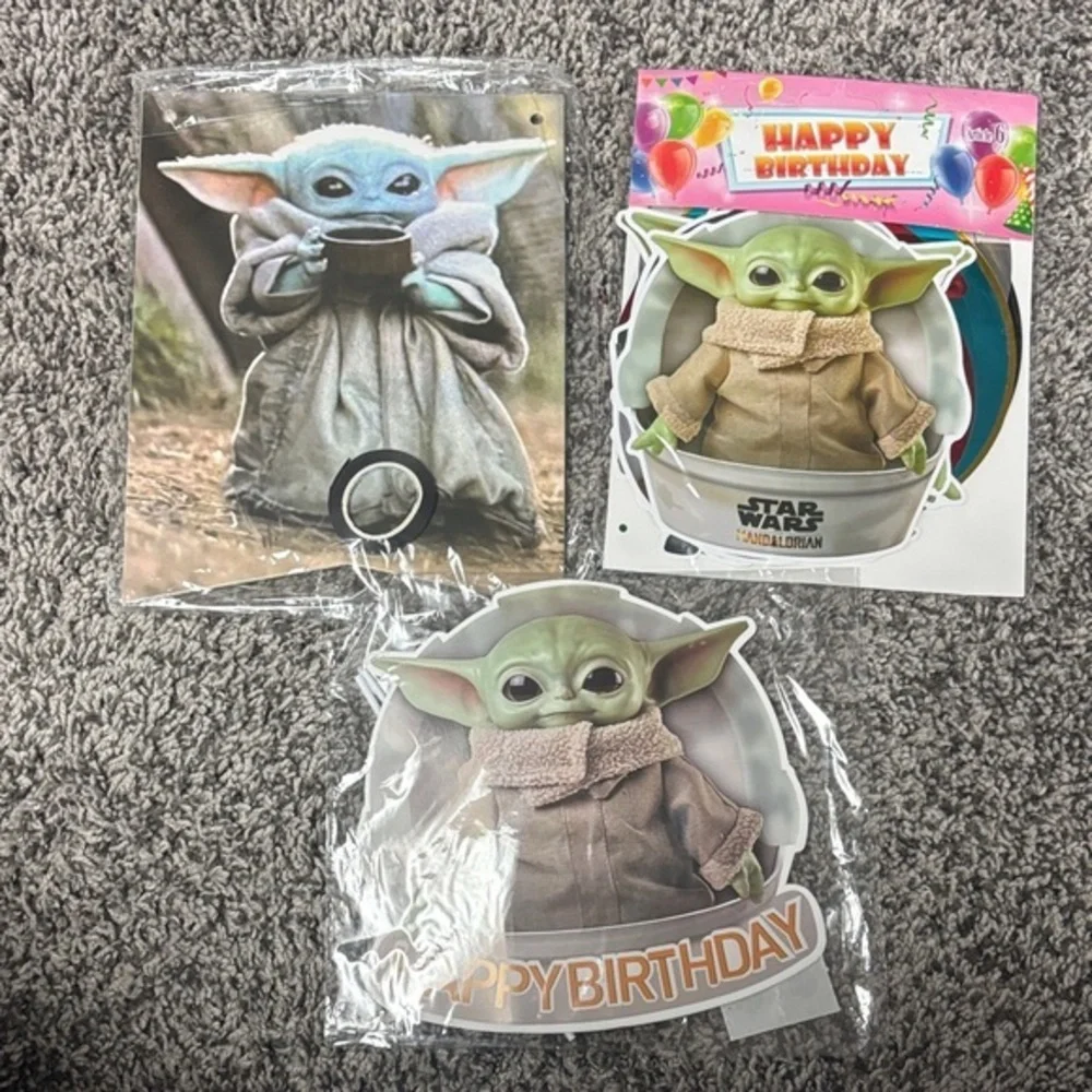Star Wars Grogu Birthday Decorations - Green and Brown